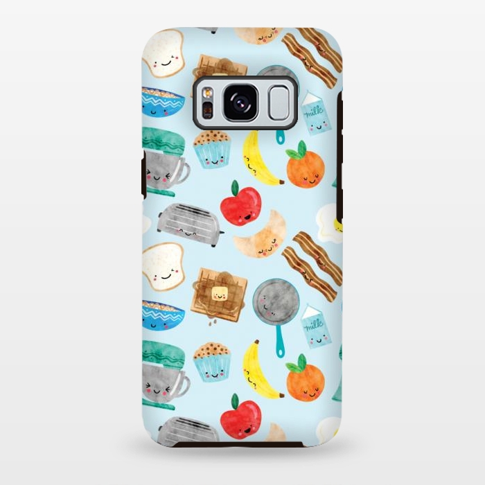 Galaxy S8 plus StrongFit Happy and Cute Breakfast Foods by Noonday Design