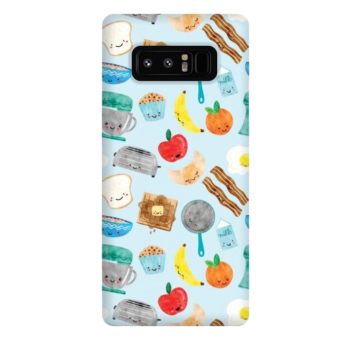 Galaxy Note 8 StrongFit Happy and Cute Breakfast Foods by Noonday Design