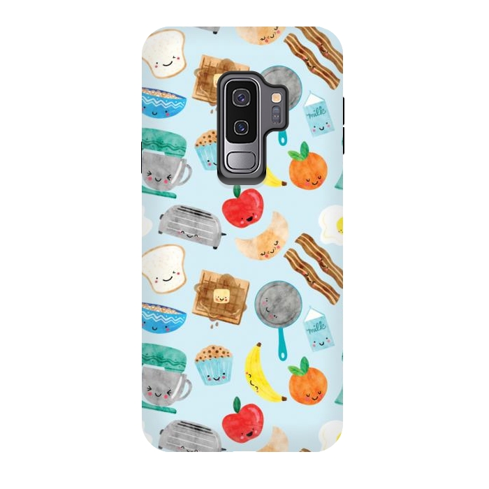 Galaxy S9 plus StrongFit Happy and Cute Breakfast Foods by Noonday Design