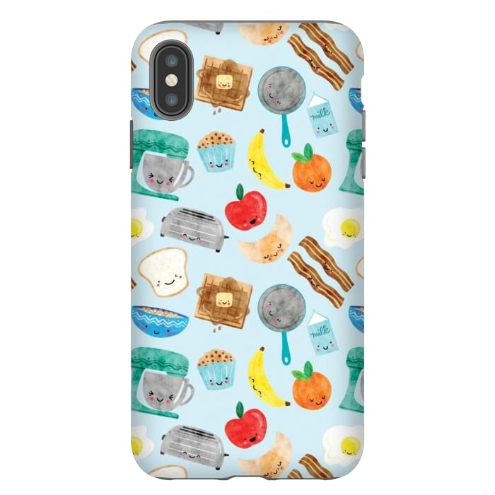 iPhone Xs Max StrongFit Happy and Cute Breakfast Foods by Noonday Design