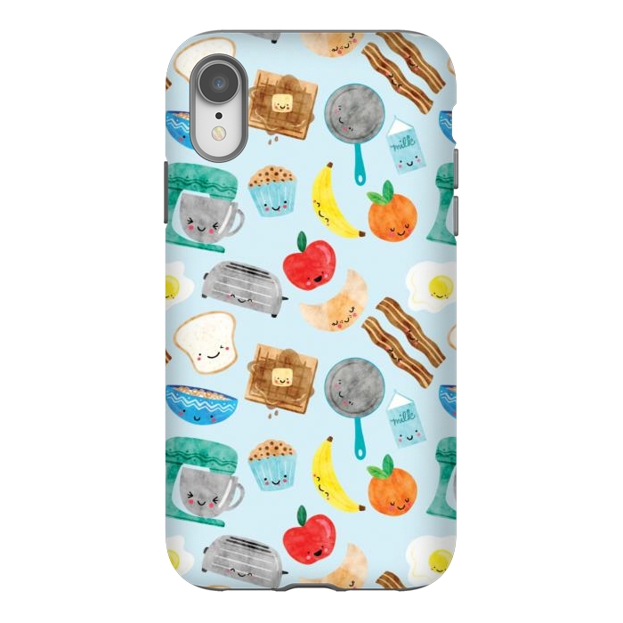 iPhone Xr StrongFit Happy and Cute Breakfast Foods by Noonday Design
