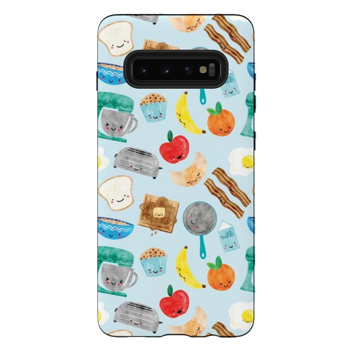Galaxy S10 plus StrongFit Happy and Cute Breakfast Foods by Noonday Design