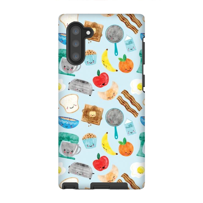 Galaxy Note 10 StrongFit Happy and Cute Breakfast Foods by Noonday Design