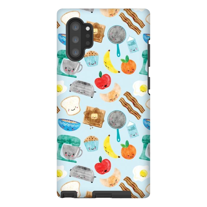 Galaxy Note 10 plus StrongFit Happy and Cute Breakfast Foods by Noonday Design