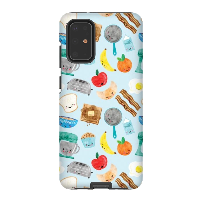 Galaxy S20 Plus StrongFit Happy and Cute Breakfast Foods by Noonday Design