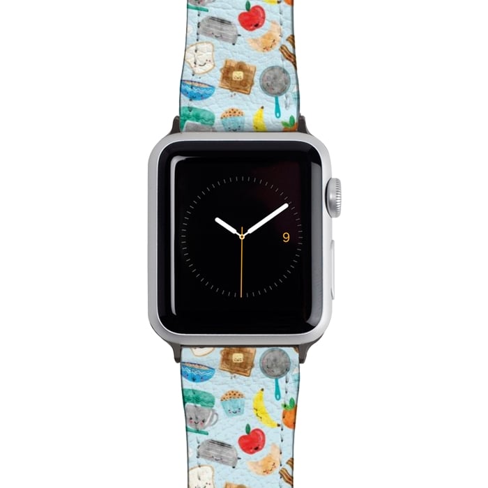 Watch 42mm / 44mm Strap PU leather Happy and Cute Breakfast Foods by Noonday Design