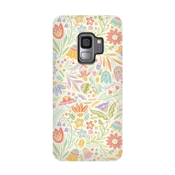 Galaxy S9 StrongFit Pretty Pastel Floral by Noonday Design