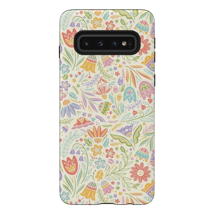 Galaxy S10 StrongFit Pretty Pastel Floral by Noonday Design