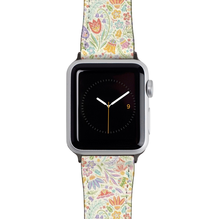 Watch 38mm / 40mm Strap PU leather Pretty Pastel Floral by Noonday Design