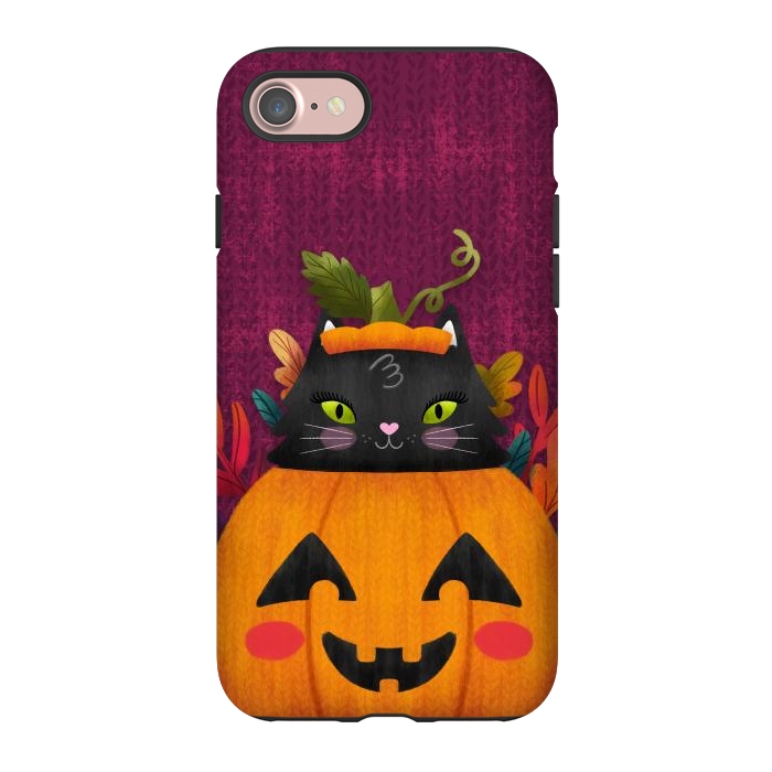 iPhone 7 StrongFit Pumpkin Kitty Peekaboo by Noonday Design