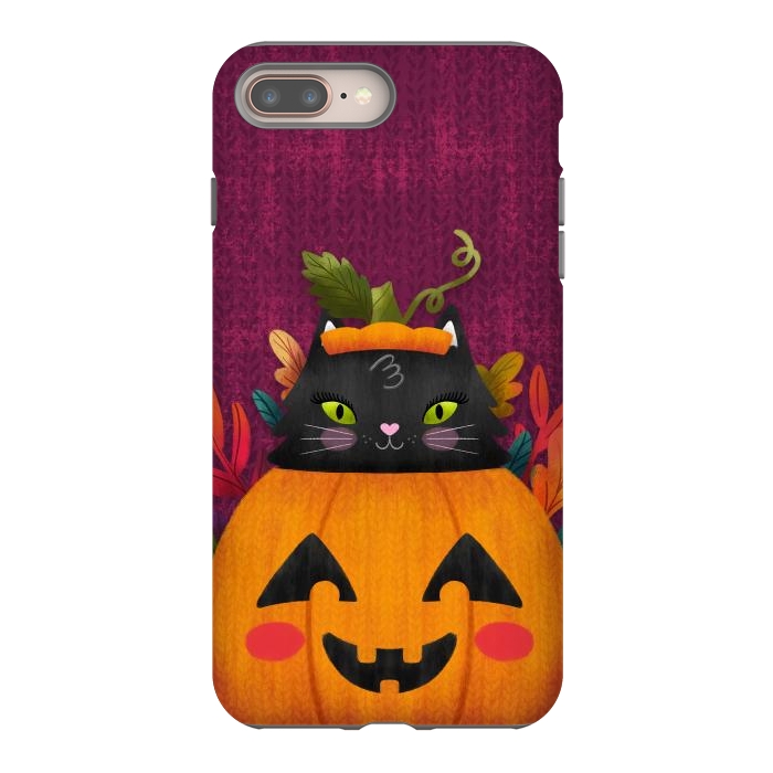 iPhone 7 plus StrongFit Pumpkin Kitty Peekaboo by Noonday Design