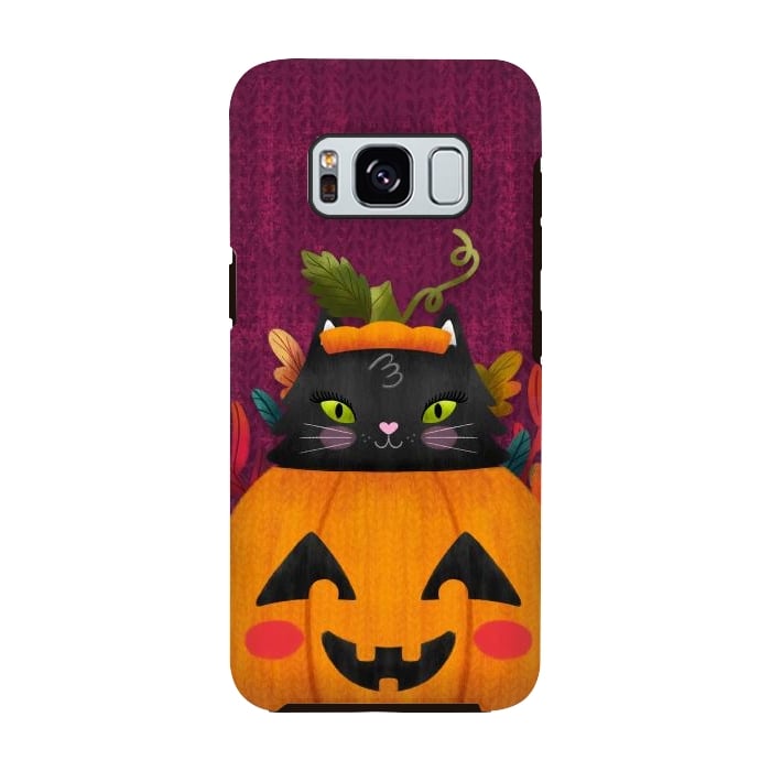 Galaxy S8 StrongFit Pumpkin Kitty Peekaboo by Noonday Design