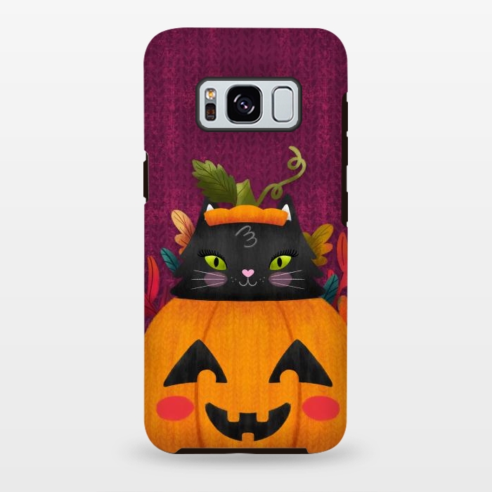 Galaxy S8 plus StrongFit Pumpkin Kitty Peekaboo by Noonday Design