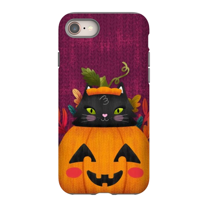 iPhone 8 StrongFit Pumpkin Kitty Peekaboo by Noonday Design