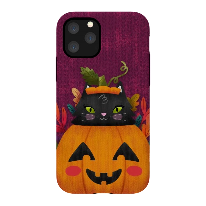 iPhone 11 Pro StrongFit Pumpkin Kitty Peekaboo by Noonday Design