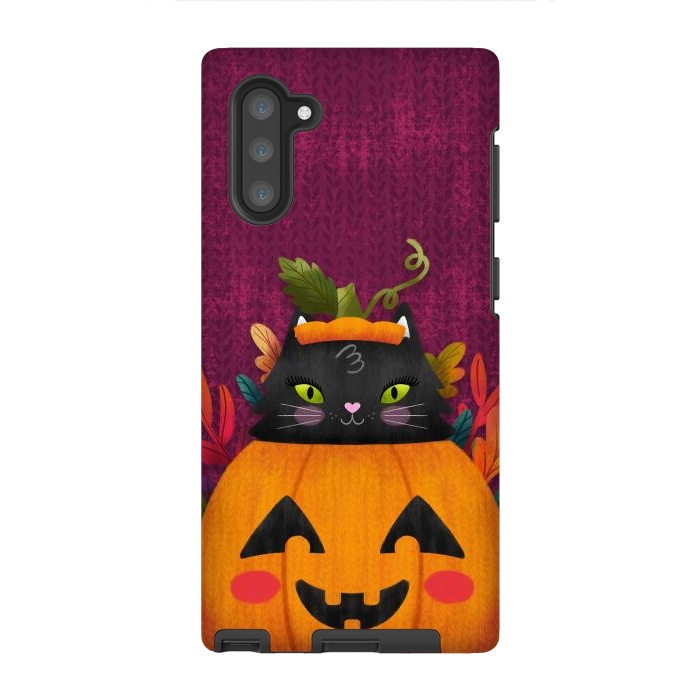 Galaxy Note 10 StrongFit Pumpkin Kitty Peekaboo by Noonday Design