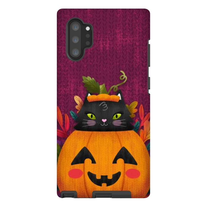 Galaxy Note 10 plus StrongFit Pumpkin Kitty Peekaboo by Noonday Design