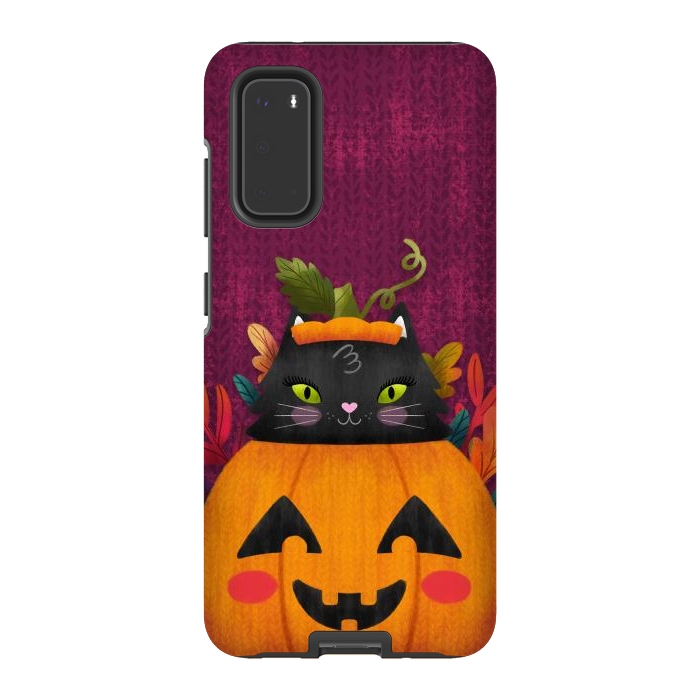 Galaxy S20 StrongFit Pumpkin Kitty Peekaboo by Noonday Design