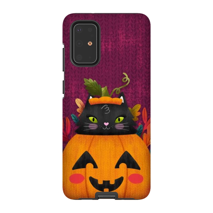 Galaxy S20 Plus StrongFit Pumpkin Kitty Peekaboo by Noonday Design