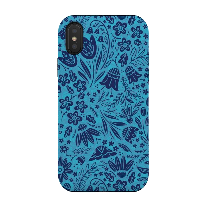 iPhone Xs / X StrongFit Dainty Blue Floral by Noonday Design