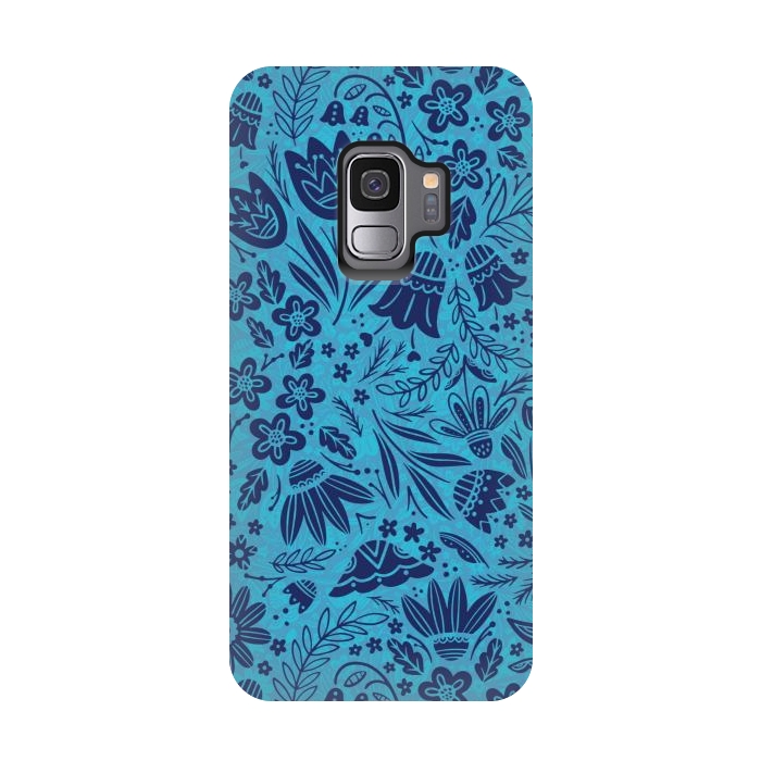 Galaxy S9 StrongFit Dainty Blue Floral by Noonday Design