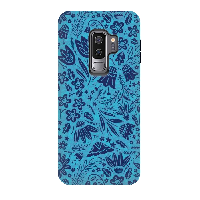 Galaxy S9 plus StrongFit Dainty Blue Floral by Noonday Design