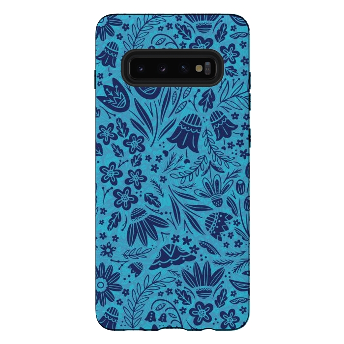 Galaxy S10 plus StrongFit Dainty Blue Floral by Noonday Design