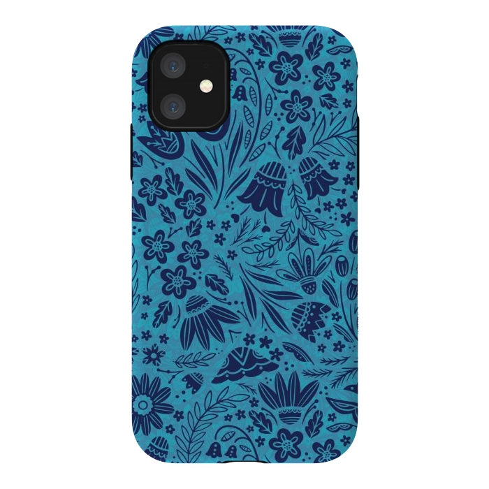 iPhone 11 StrongFit Dainty Blue Floral by Noonday Design