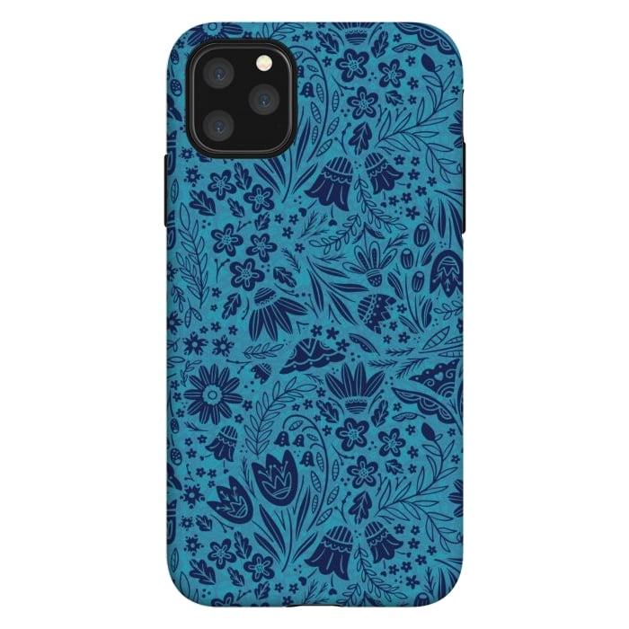 iPhone 11 Pro Max StrongFit Dainty Blue Floral by Noonday Design