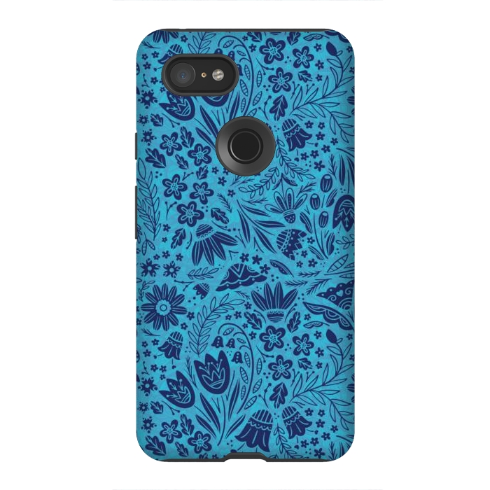 Pixel 3XL StrongFit Dainty Blue Floral by Noonday Design