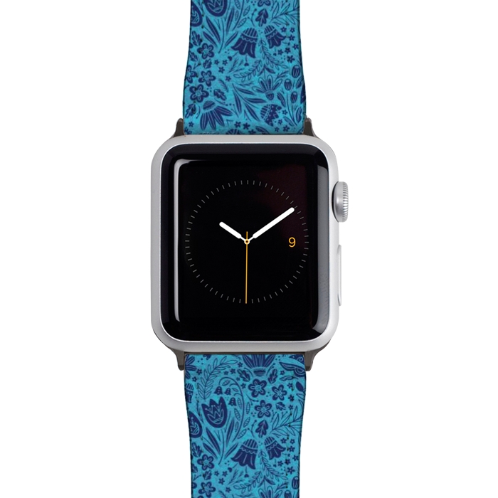 Watch 42mm / 44mm Strap PU leather Dainty Blue Floral by Noonday Design