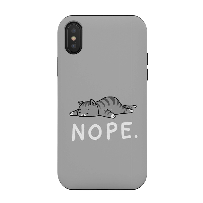 iPhone Xs / X StrongFit Nope Lazy Cat  by Vó Maria