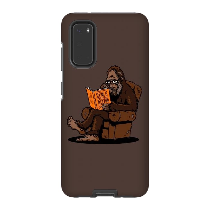 Galaxy S20 StrongFit BigFoot Reading Book - Seeing is Believing by Vó Maria