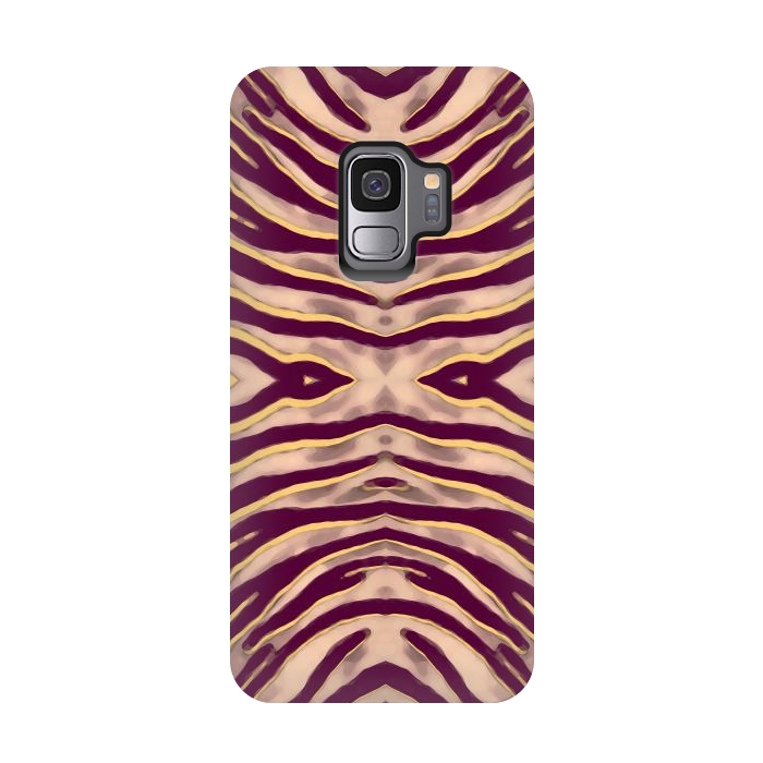 Galaxy S9 StrongFit Tan brown tiger stripes print by Oana 