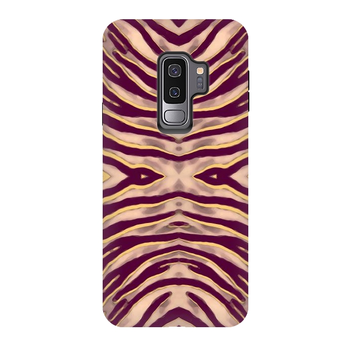 Galaxy S9 plus StrongFit Tan brown tiger stripes print by Oana 