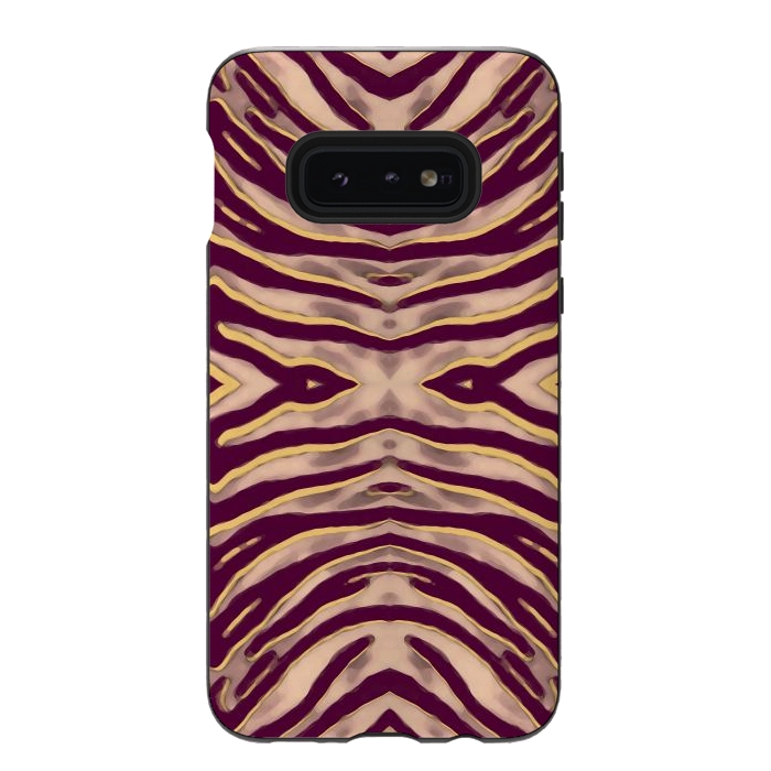 Galaxy S10e StrongFit Tan brown tiger stripes print by Oana 