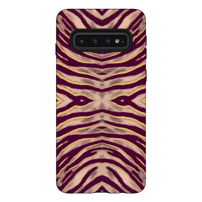 Galaxy S10 StrongFit Tan brown tiger stripes print by Oana 