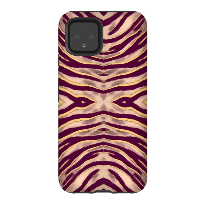 Pixel 4 StrongFit Tan brown tiger stripes print by Oana 