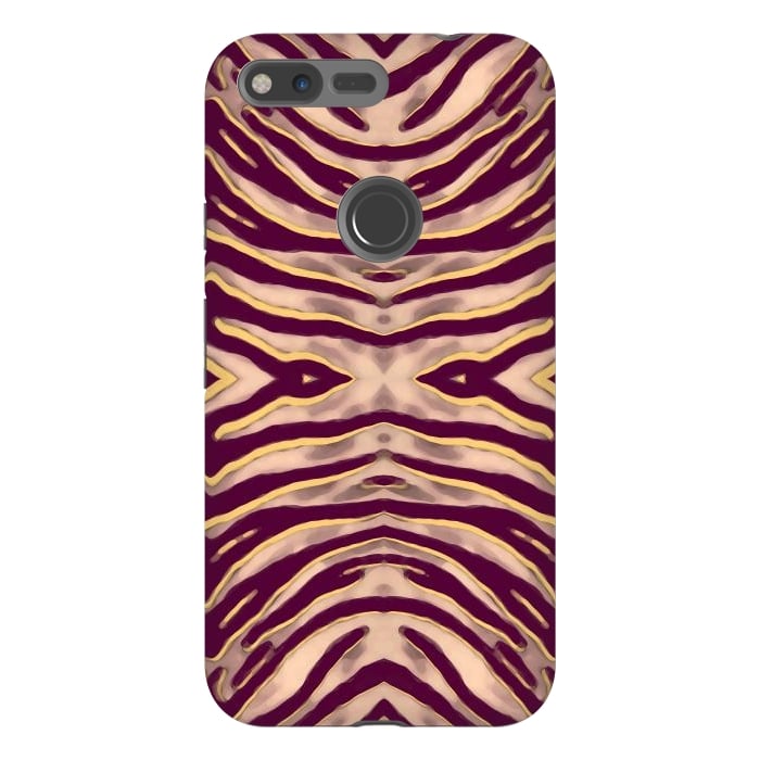 Pixel XL StrongFit Tan brown tiger stripes print by Oana 