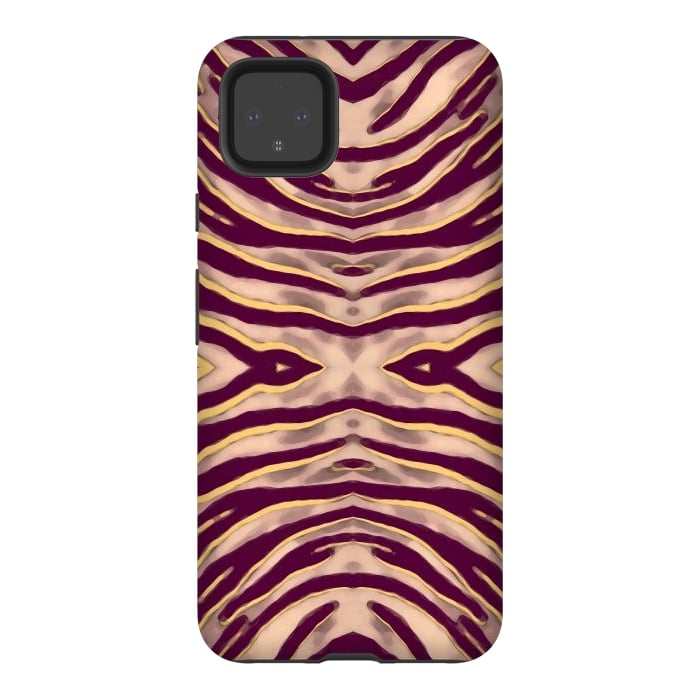 Pixel 4XL StrongFit Tan brown tiger stripes print by Oana 