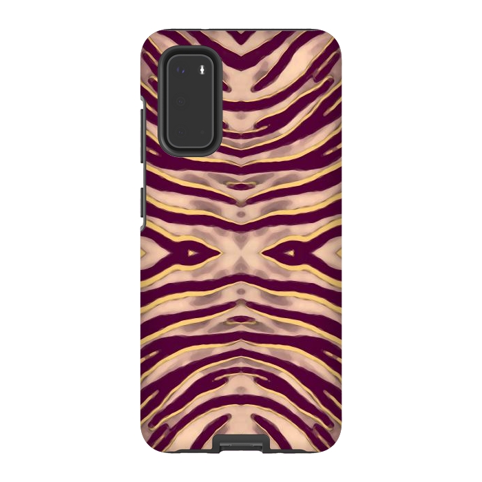 Galaxy S20 StrongFit Tan brown tiger stripes print by Oana 