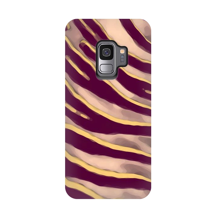 Galaxy S9 StrongFit Minimal tiger print stripes brown neutral by Oana 