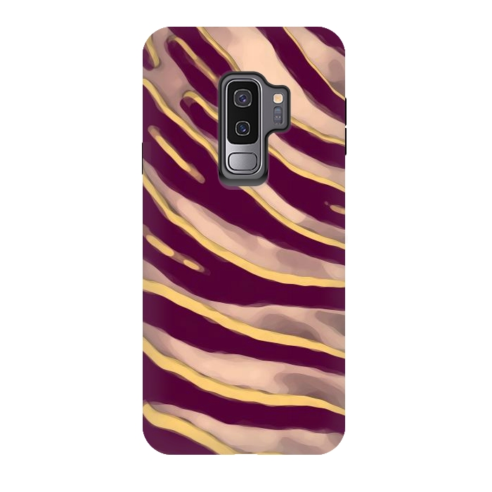 Galaxy S9 plus StrongFit Minimal tiger print stripes brown neutral by Oana 