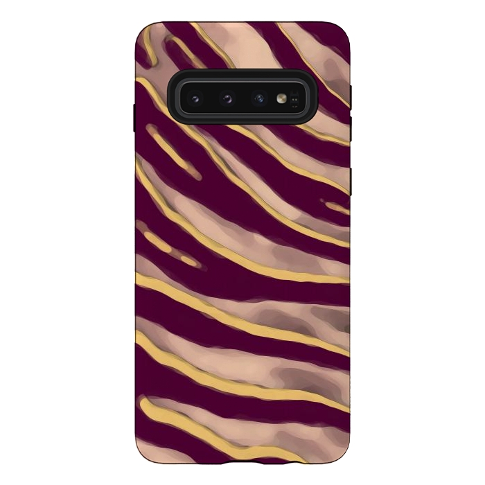 Galaxy S10 StrongFit Minimal tiger print stripes brown neutral by Oana 