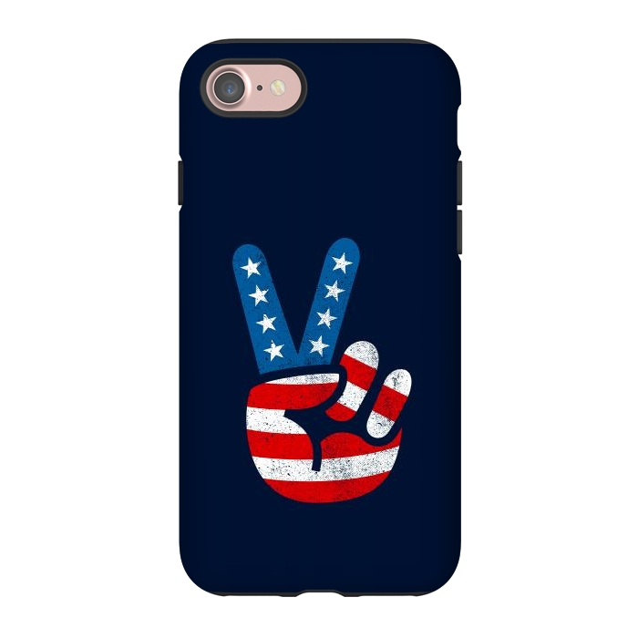 iPhone 7 StrongFit Peace Love Hand USA Flag Vintage Solid 2 by Vó Maria