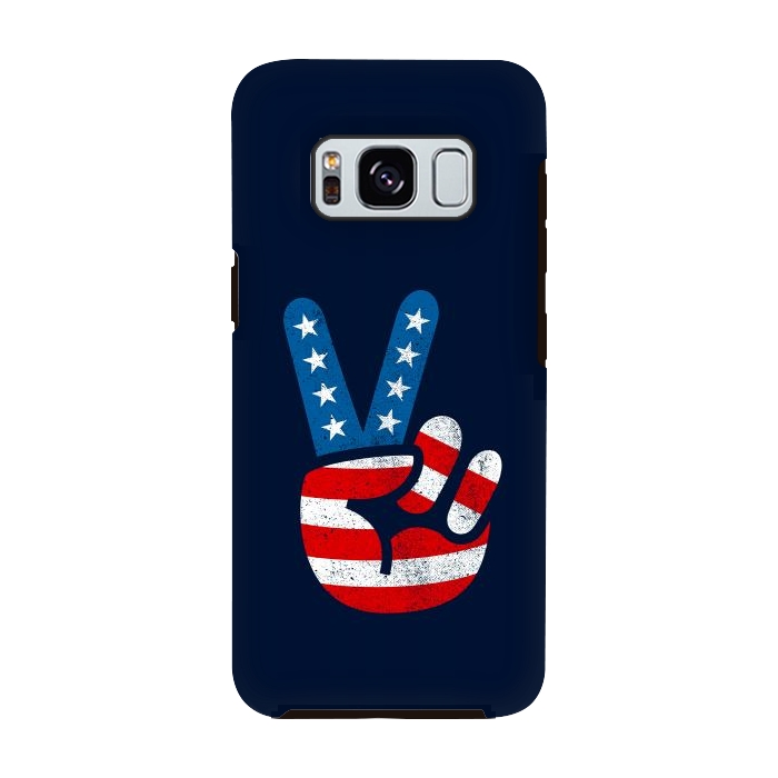 Galaxy S8 StrongFit Peace Love Hand USA Flag Vintage Solid 2 by Vó Maria