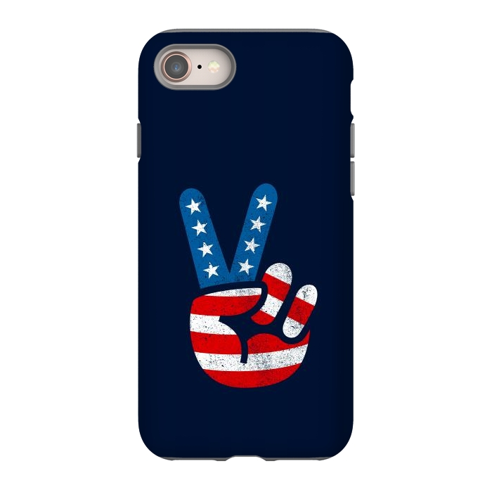 iPhone 8 StrongFit Peace Love Hand USA Flag Vintage Solid 2 by Vó Maria