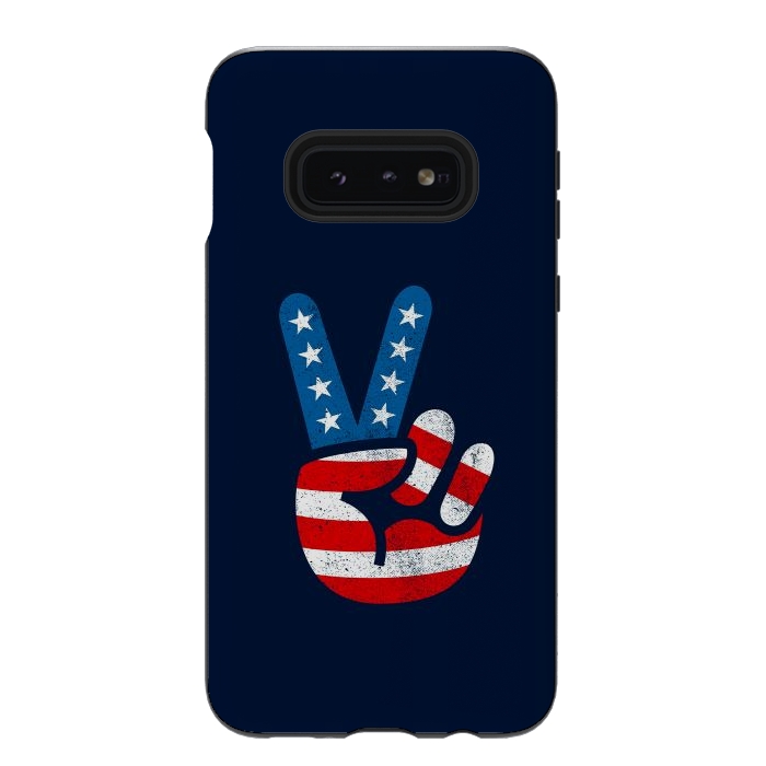 Galaxy S10e StrongFit Peace Love Hand USA Flag Vintage Solid 2 by Vó Maria