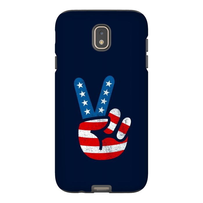 Galaxy J7 StrongFit Peace Love Hand USA Flag Vintage Solid 2 by Vó Maria