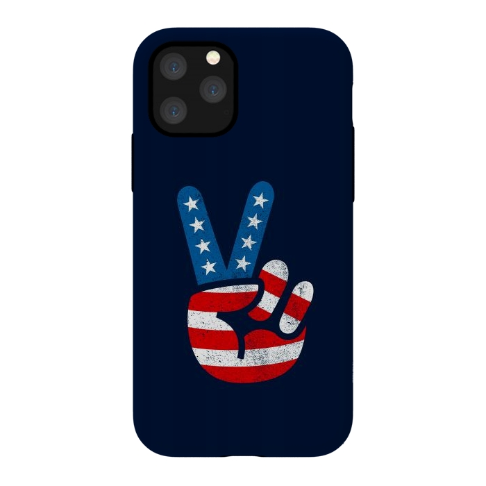 iPhone 11 Pro StrongFit Peace Love Hand USA Flag Vintage Solid 2 by Vó Maria